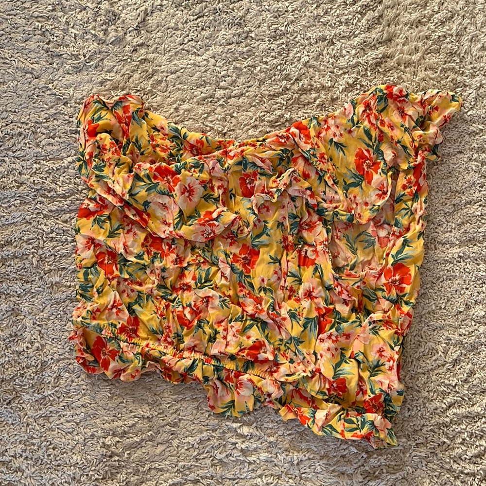 American Eagle floral off the shoulder crop top